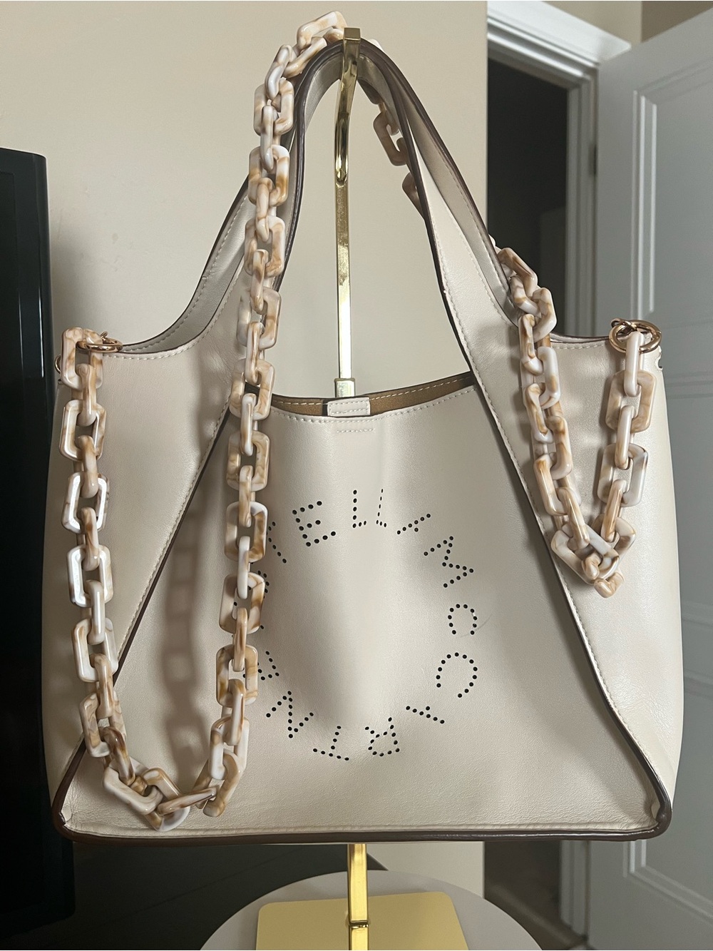Stella McCartney Cream Small Tote Bag!  EUC w/Unbranded Chain Crossbody Strap!